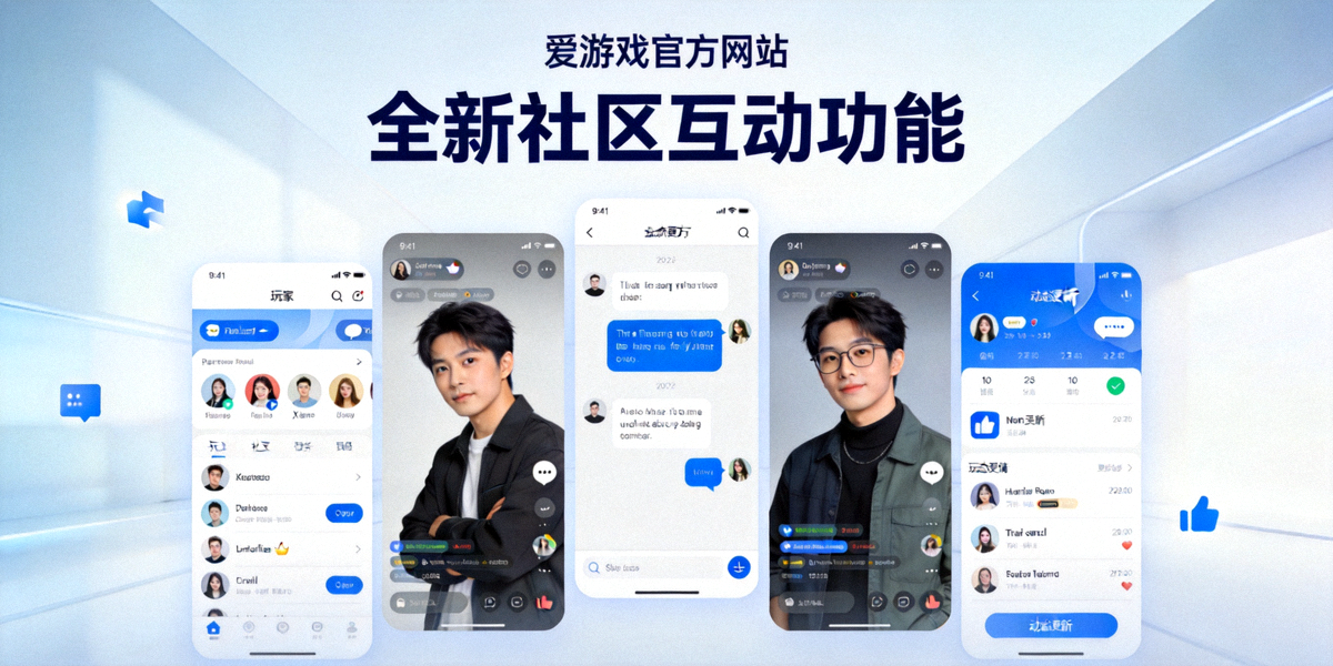 爱游戏官方网站全新社区互动功能主视觉图 - 玩家在现代化界面上交流互动
