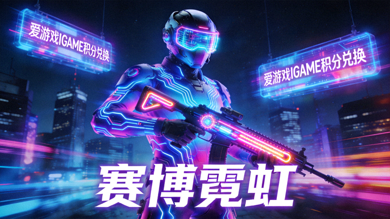 爱游戏IGAME积分可兑换的限量游戏皮肤'赛博霓虹'展示图 - 未来科技风格角色外观
