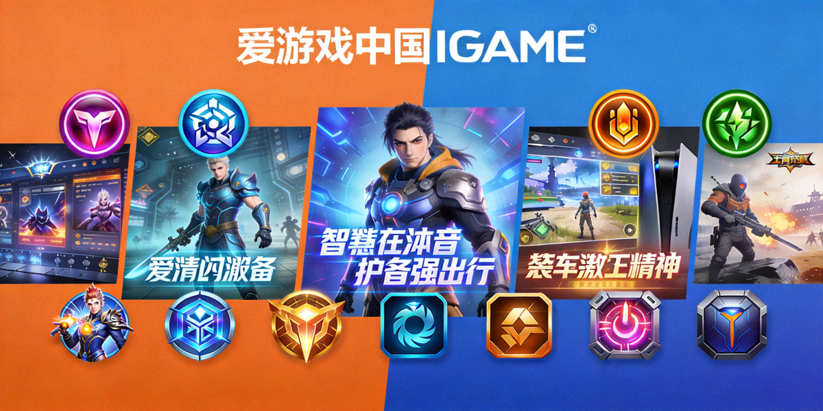 爱游戏中国IGAME首页主视觉大图 - 多款热门手游图标与宣传画面组合展示