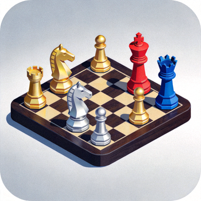 策略对战类游戏图标 - 棋盘与棋子元素设计