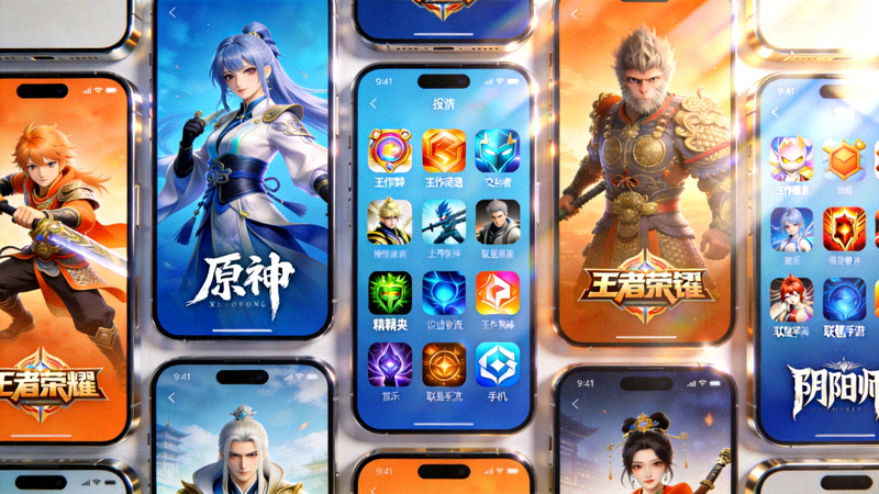 多款热门手游上线报道配图 - 手机屏幕上显示多款游戏图标