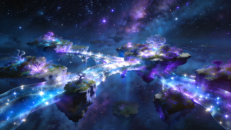 幻域新地图星渊秘境实景截图 - 漂浮岛屿与星空桥梁的奇幻景观