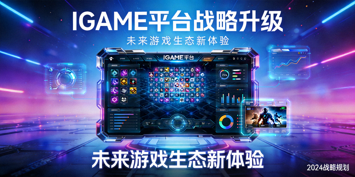 IGAME平台战略升级主视觉图 - 未来科技感游戏平台界面展示