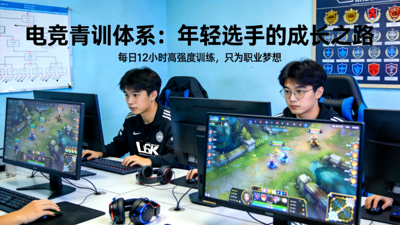 电竞青训体系专题报道配图 - 年轻选手在训练基地认真练习