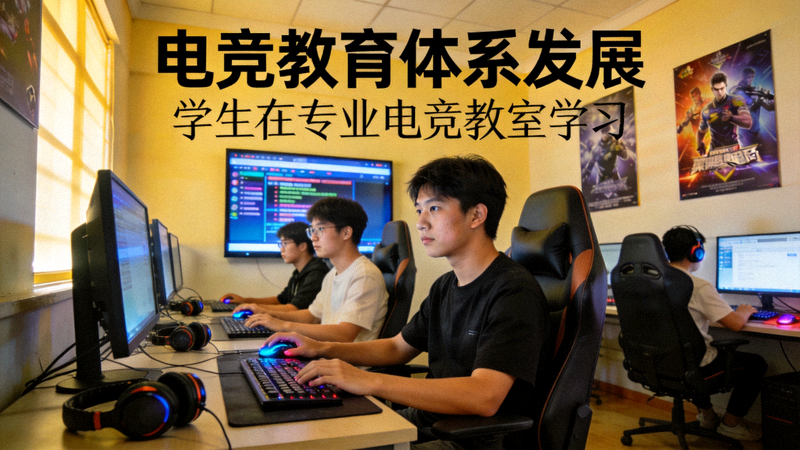 电竞教育体系发展新闻配图 - 学生在电竞教室内学习