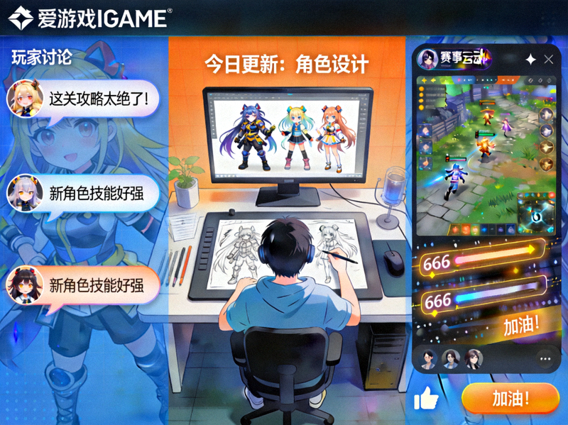爱游戏IGAME线上社区活跃场景 - 玩家讨论、内容创作与赛事互动