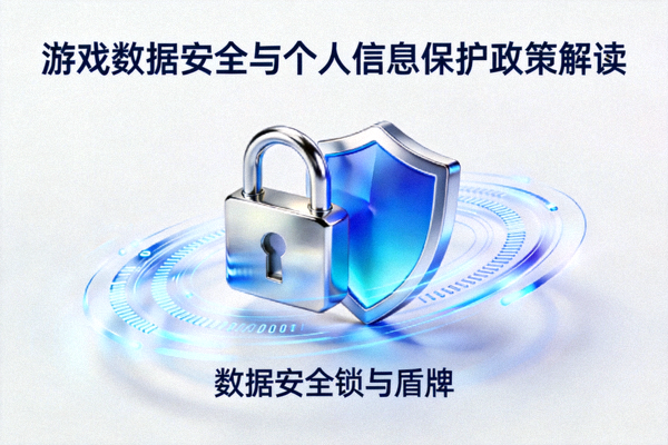 游戏数据安全与个人信息保护政策解读文章配图 - 数据安全锁与盾牌图标