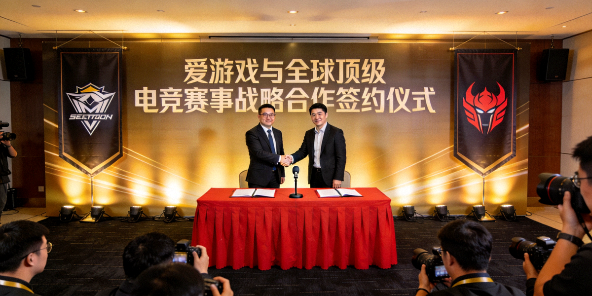 爱游戏与全球顶级电竞赛事战略合作签约仪式现场盛况 - 双方代表握手合影