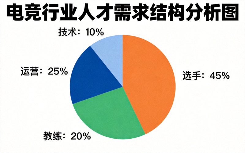 电竞行业人才需求结构分析图 - 展示选手、教练、运营、技术等岗位比例