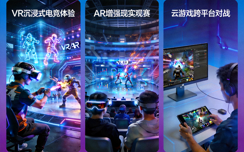 VR/AR、云游戏等新技术在电竞领域应用场景示意图