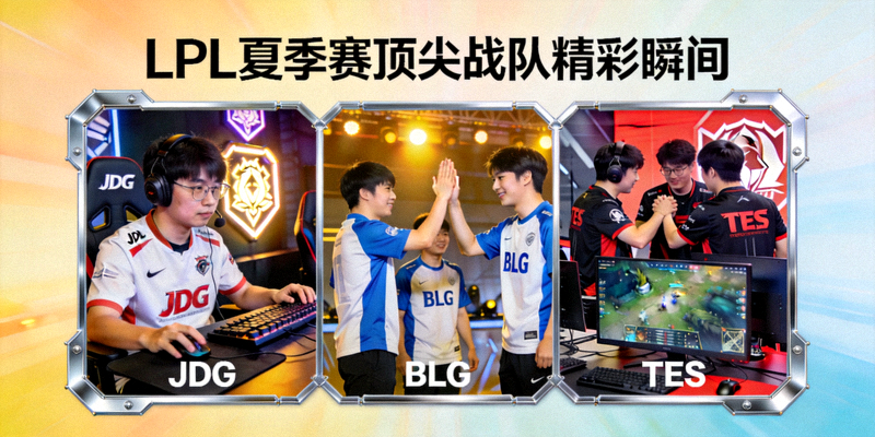 LPL夏季赛顶尖战队JDG、BLG与TES选手赛场精彩瞬间拼图