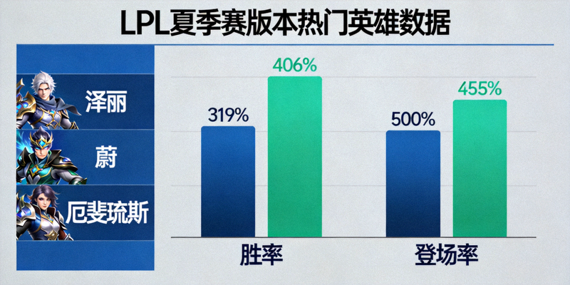 LPL夏季赛版本热门英雄图表 - 泽丽、蔚、厄斐琉斯等英雄胜率与登场率数据