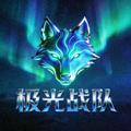 极光战队Logo - 蓝绿色极光线条构成的狼头图案