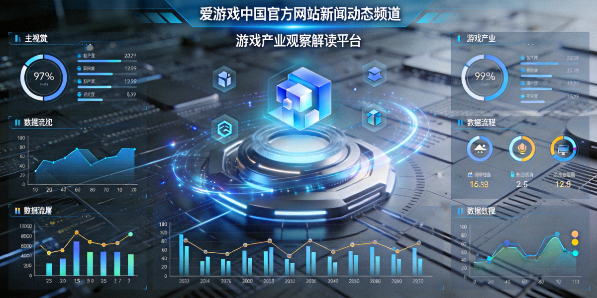 爱游戏中国官方网站新闻动态频道主视觉 - 游戏产业观察解读平台数据大屏场景
