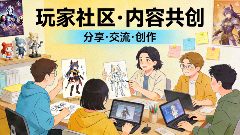 玩家社区交流与内容共创场景配图