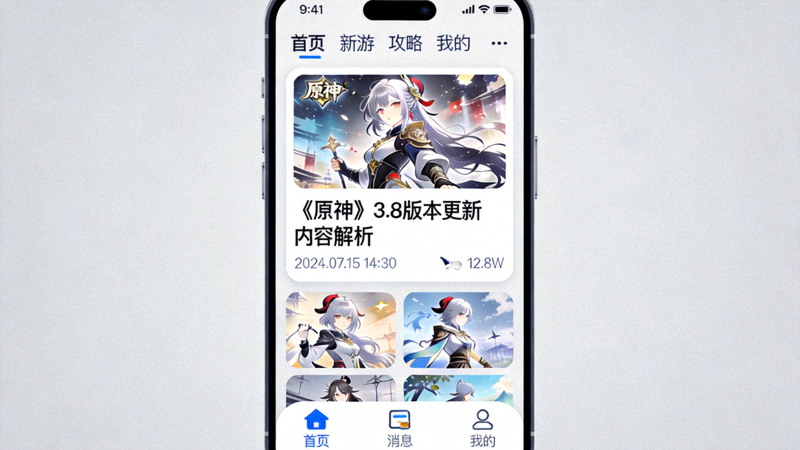 移动端游戏资讯阅读界面展示
