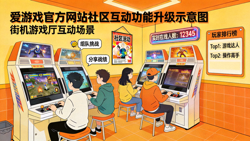 爱游戏官方网站社区互动功能升级示意图 - 街机游戏厅热闹场景