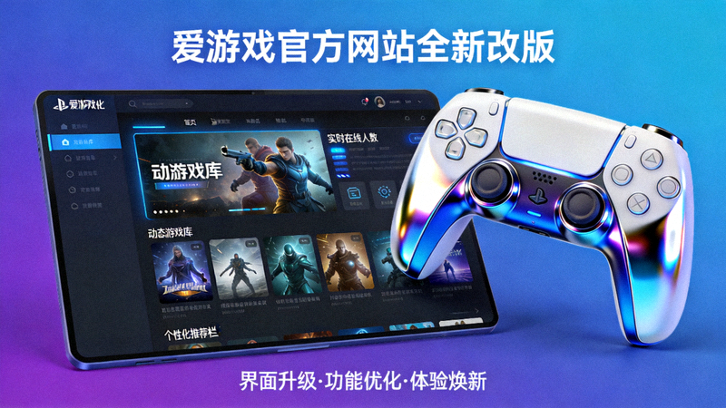 爱游戏官方网站全新改版报道配图 - 现代化游戏平台界面与手柄