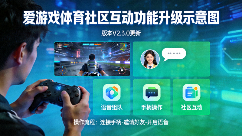 爱游戏体育社区互动功能升级示意图 - 玩家使用手柄与好友语音组队