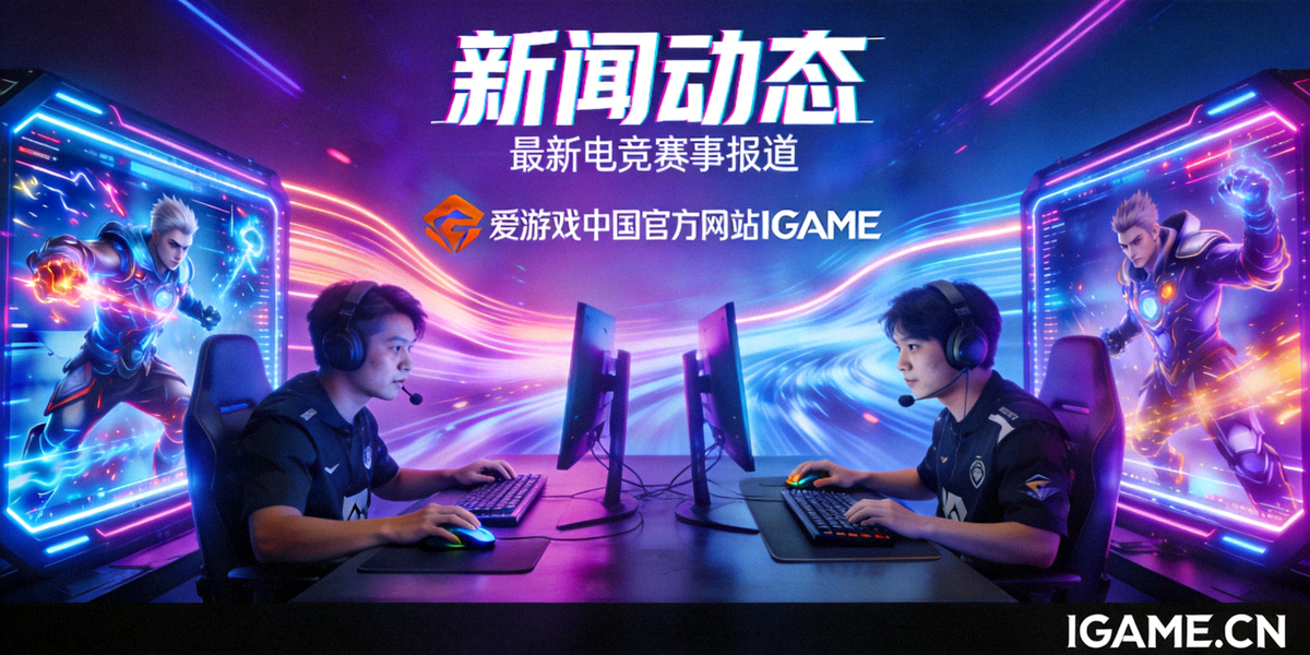 爱游戏中国官方网站IGAME中文首页新闻动态主视觉图 - 赛博霓虹风格的电竞游戏对战场景