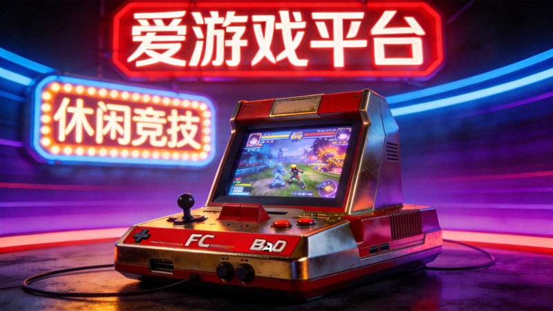 爱游戏平台休闲竞技类游戏资讯配图 - 复古游戏机与霓虹灯效