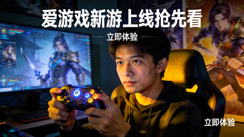 爱游戏新游上线抢先看配图 - 玩家手握游戏手柄专注游玩